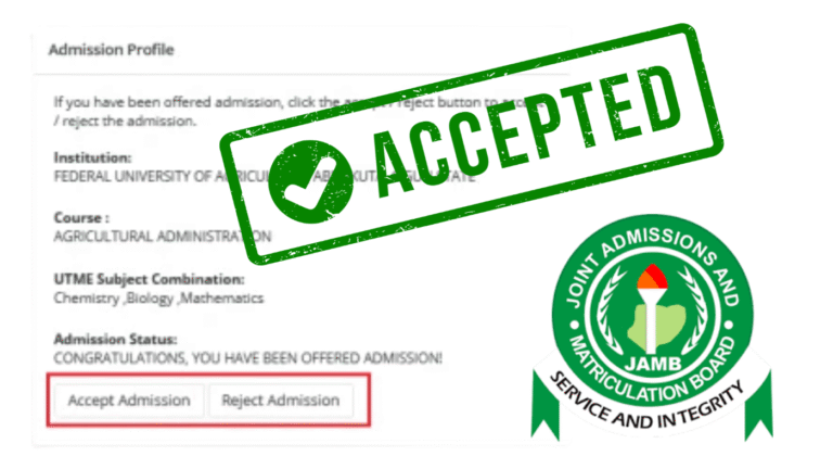 How to Accept Admission on JAMB CAPS