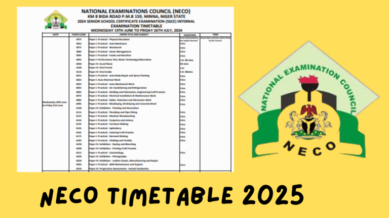 NECO Timetable 2025